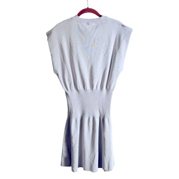 Zara Ruched Waist Knit Dress Grey Seamless Mini Dress Size Large NWT 4 0439 - Picture 8 of 8